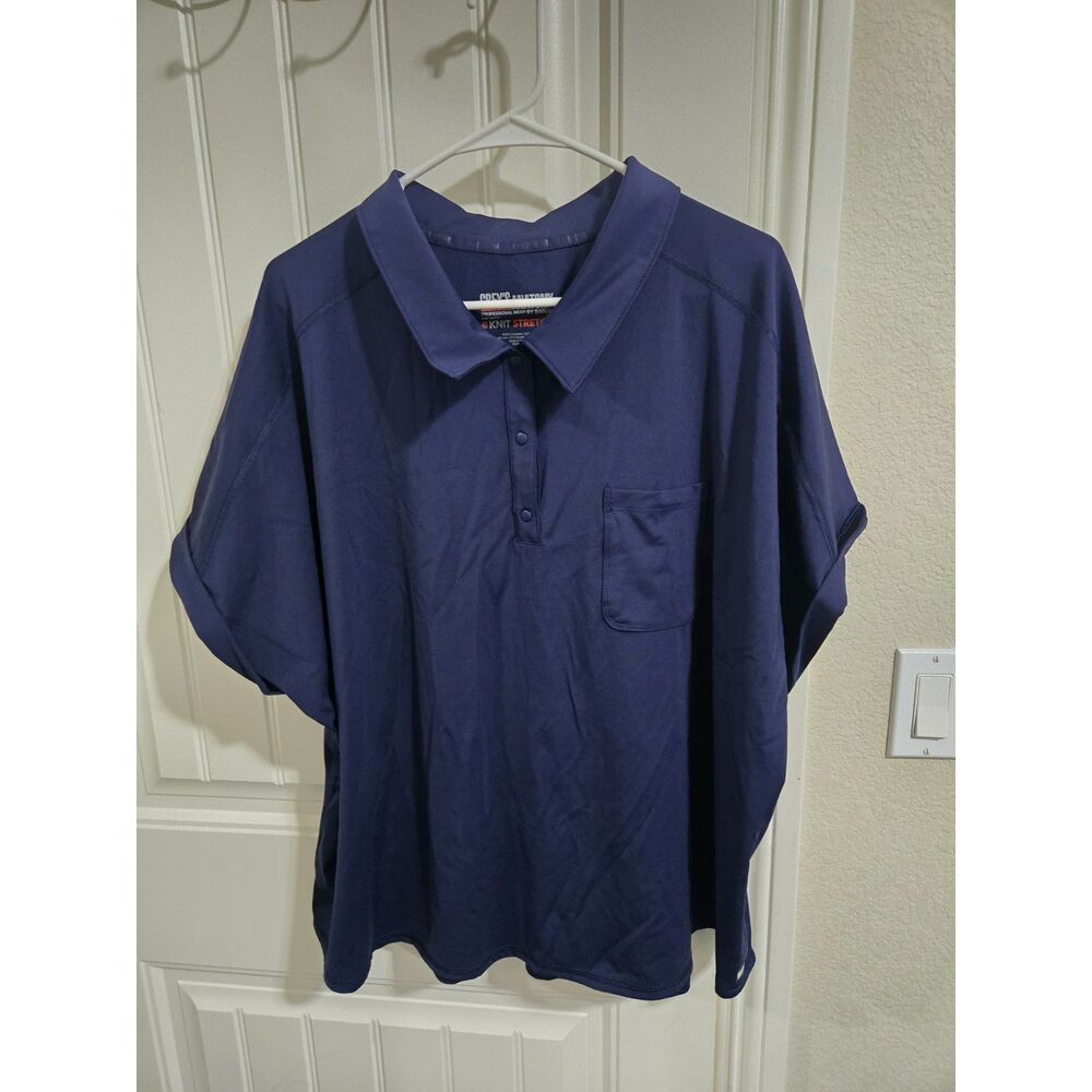 Grey’s Anatomy Barco Knit Stretch Scrub Top 4XL Navy Blue Polo Medical Uniform